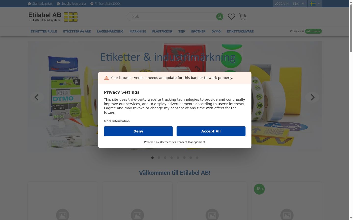 Screenshot of the consent banner shown before any interaction