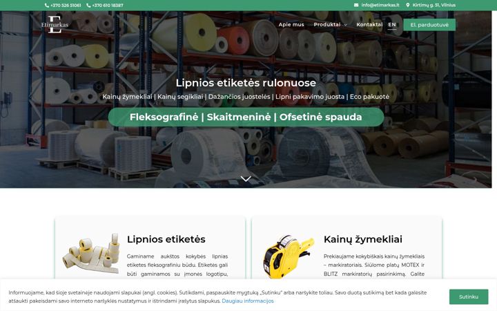 Snímek obrazovky etimarkas.lt