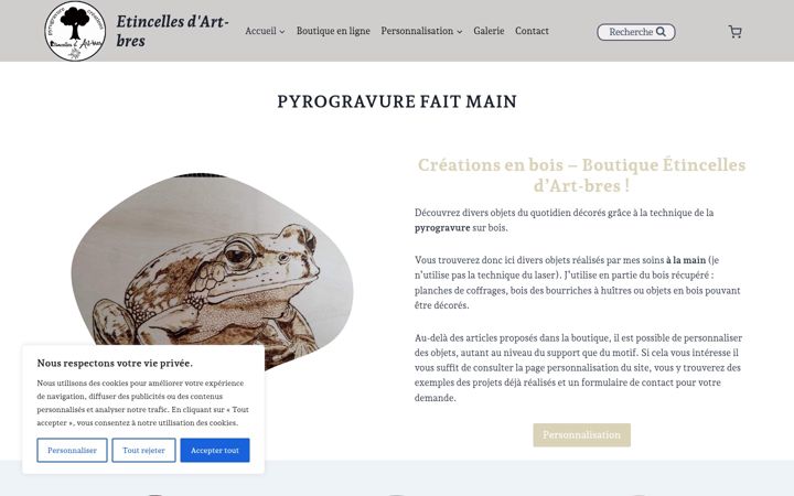 Screenshot stránky etincellesdarbres.fr