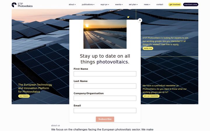 Screenshot of etip-pv.eu