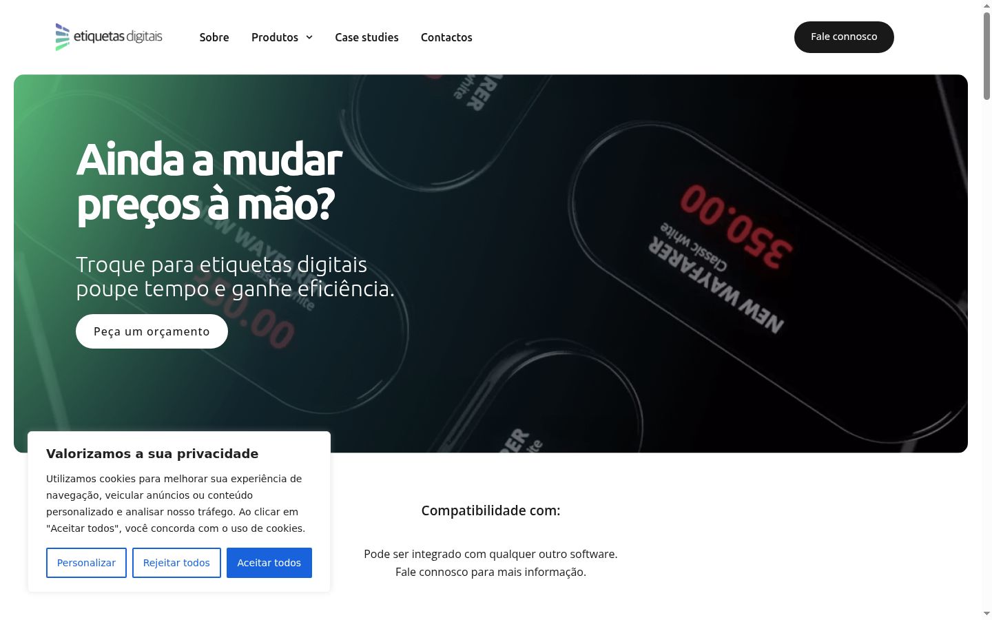 Captura de pantalla del banner de consentimiento mostrado antes de cualquier interacción