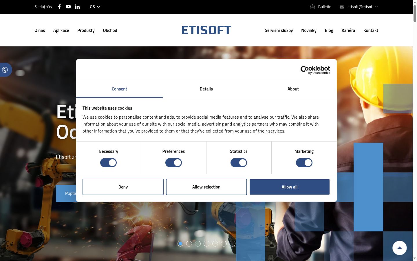Screenshot del banner di consenso mostrato prima di qualsiasi interazione