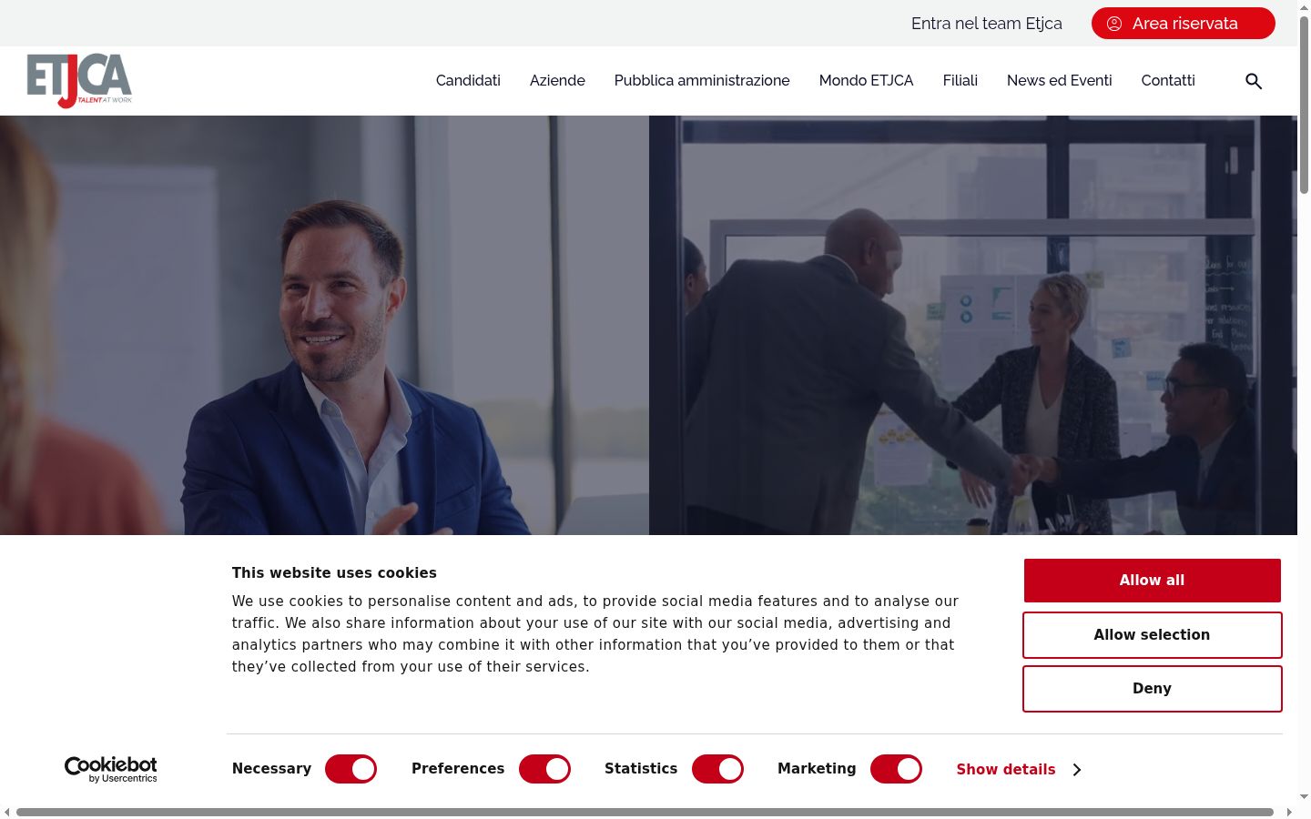 Skärmbild av samtyckesbannern som visades före någon interaktion