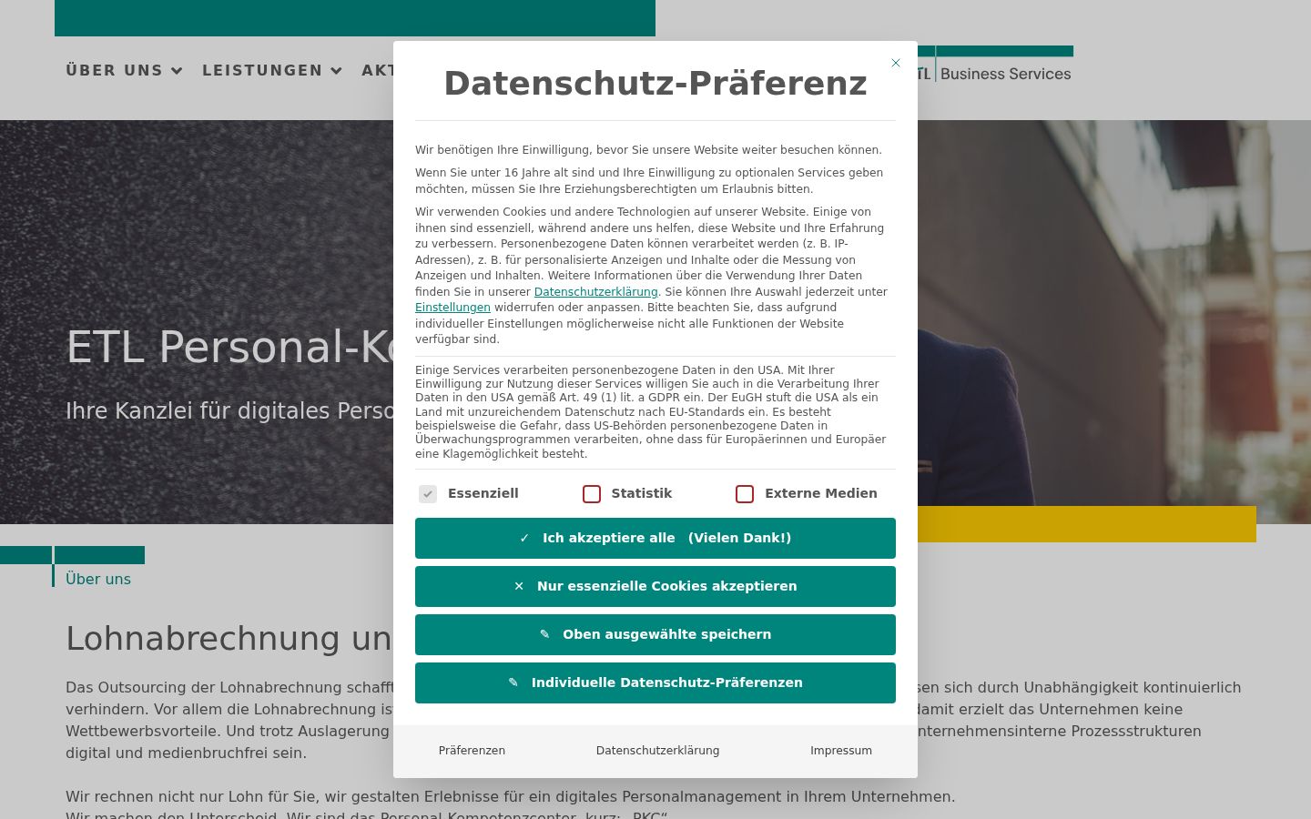 Screenshot van de toestemmingsbanner zoals getoond vóór enige interactie