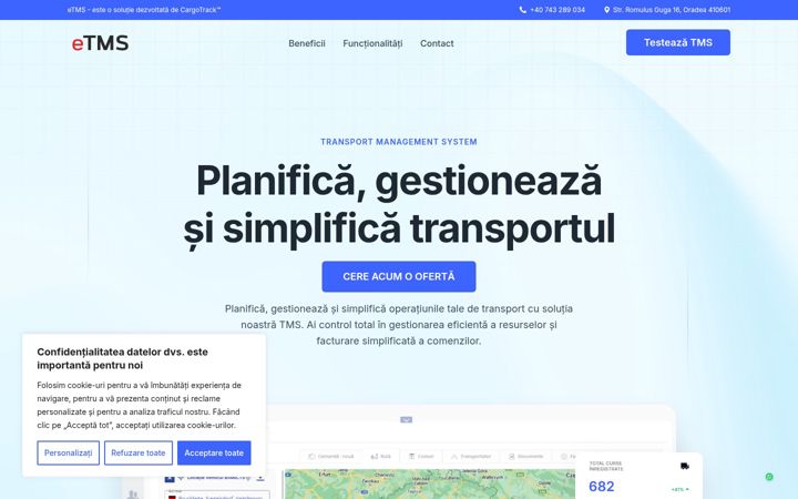 Screenshot stránky etms.ro