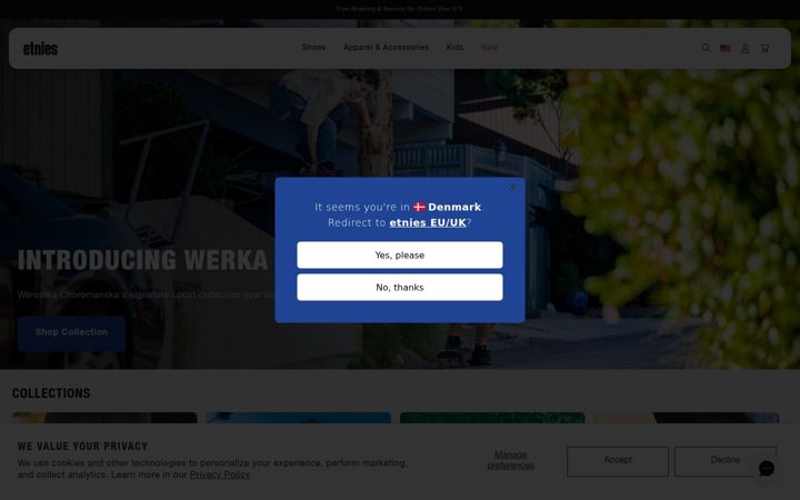 Kuvakaappaus sivustosta etnies.com