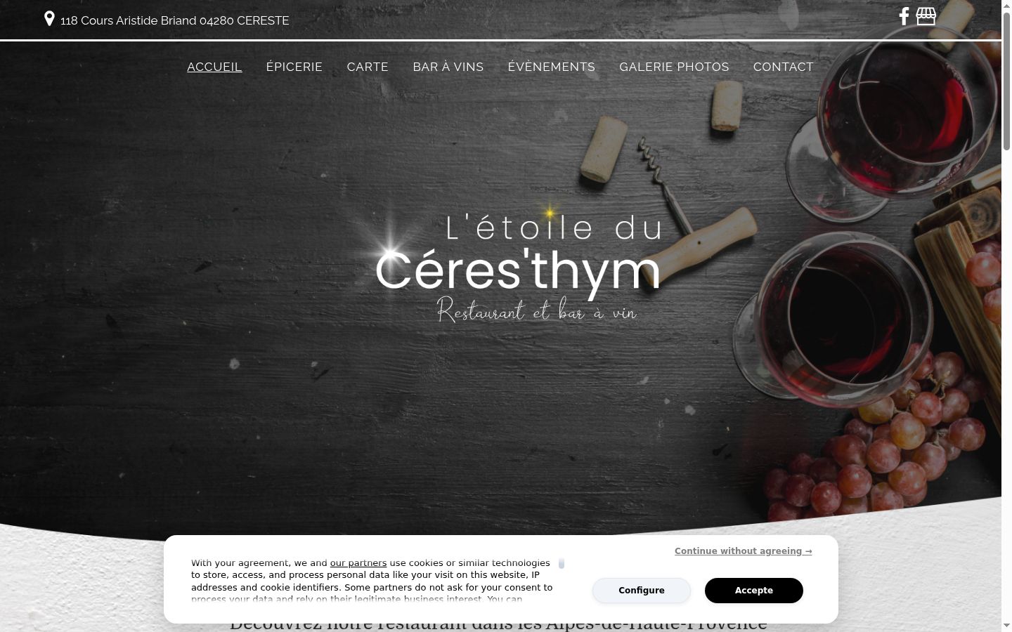 Screenshot del banner di consenso mostrato prima di qualsiasi interazione
