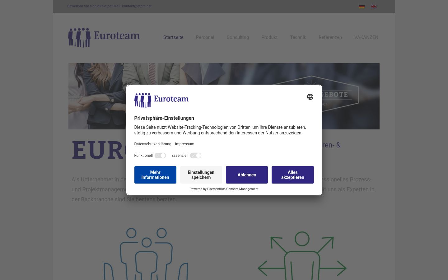 Screenshot of the consent banner shown before any interaction