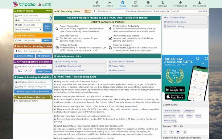 Screenshot of etrain.info