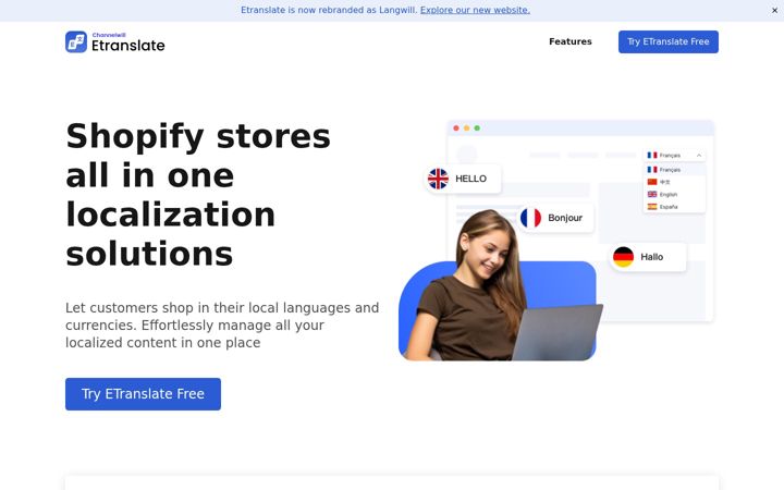 Screenshot of etranslate.io