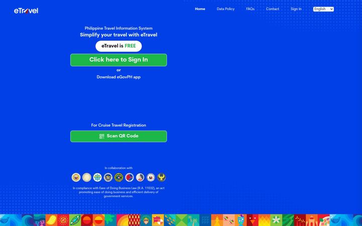 Screenshot of etravel.gov.ph