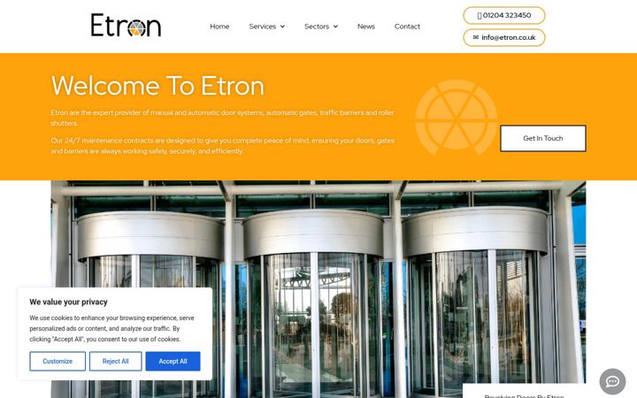 Screenshot of etron.co.uk