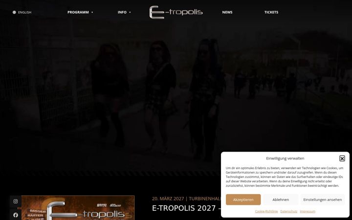 Screenshot of etropolis-festival.de