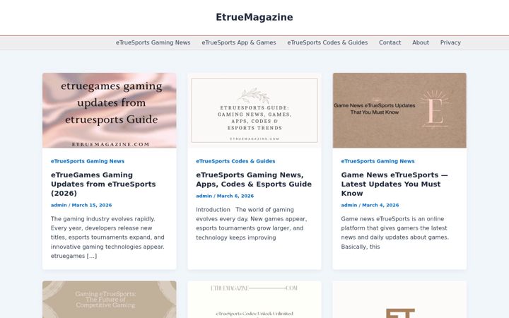 Screenshot of etruemagazine.com