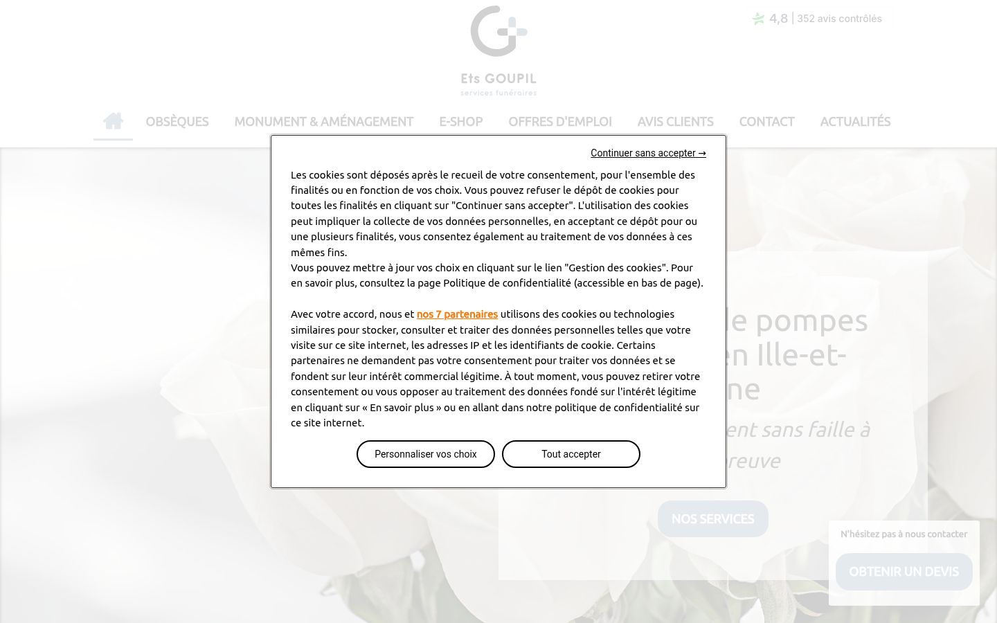 Screenshot del banner di consenso mostrato prima di qualsiasi interazione