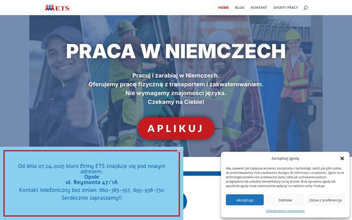 Snímek obrazovky ets-praca.pl