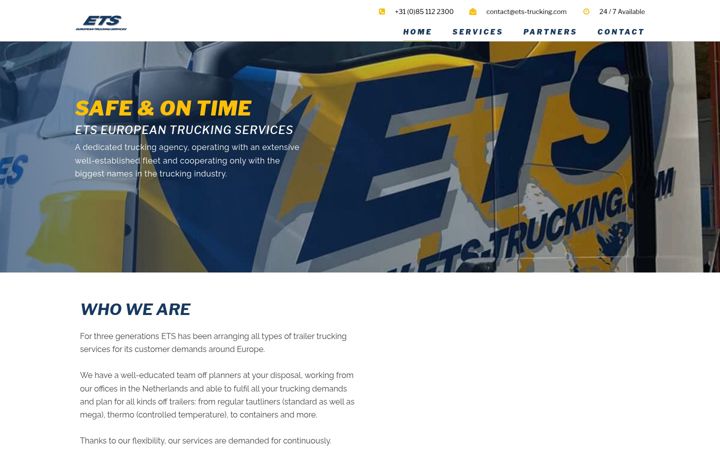 Captură de ecran a ets-trucking.com
