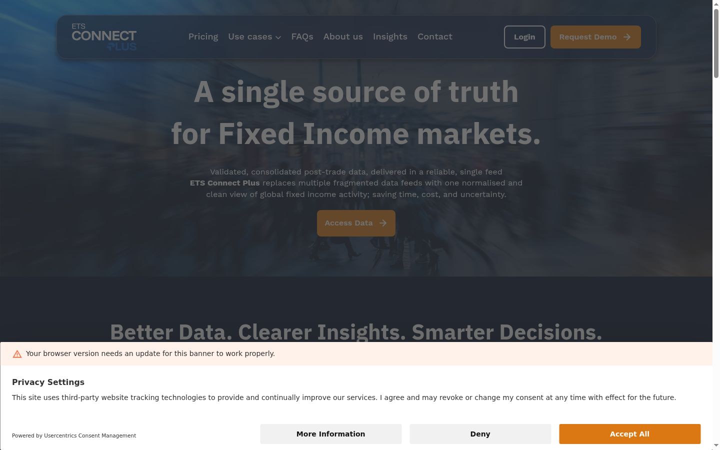 Screenshot of the consent banner shown before any interaction