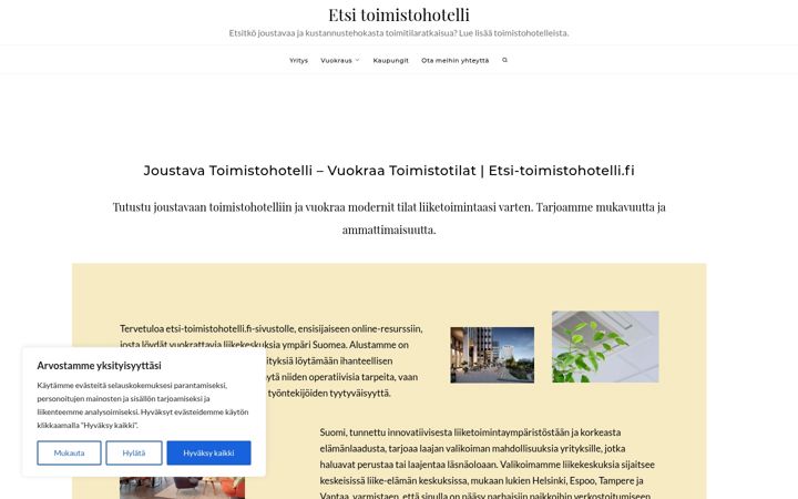 Екранна снимка на etsi-toimistohotelli.fi