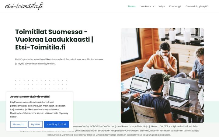 Екранна снимка на etsi-toimitila.fi