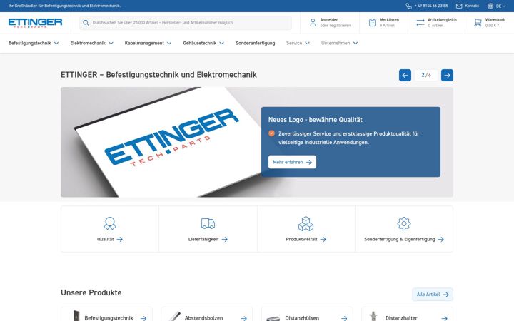 Screenshot von ettinger.de