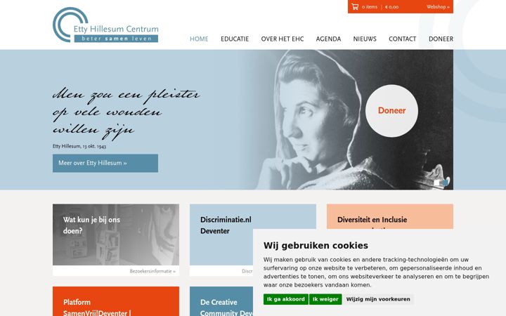 Screenshot ta' ettyhillesumcentrum.nl