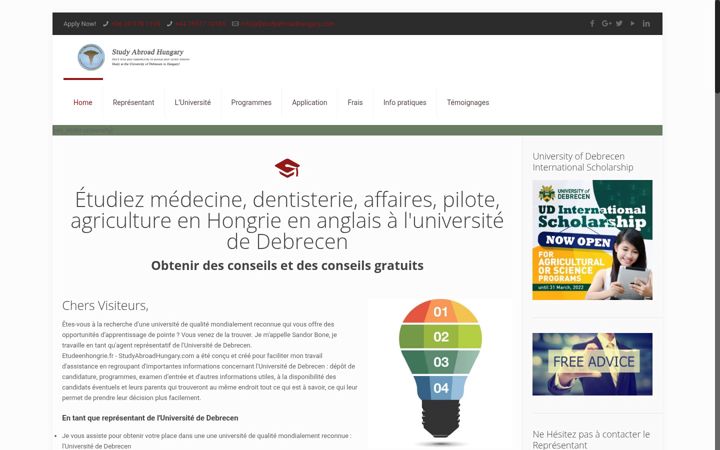 Screenshot of etudeenhongrie.fr