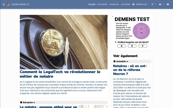 Екранна снимка на etudenotaire.fr