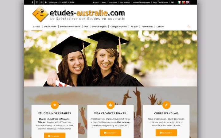 Screenshot of etudes-australie.com