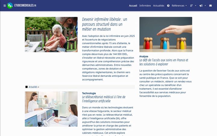 Screenshot of etudesmedicales.fr