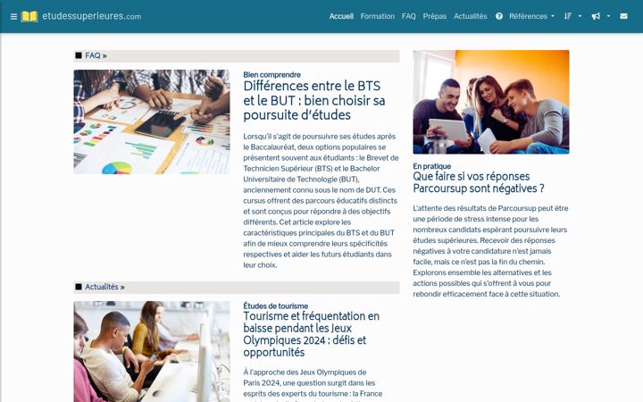 Screenshot of etudessuperieures.com
