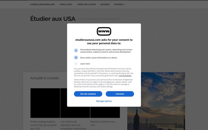 Screenshot of etudierauxusa.com