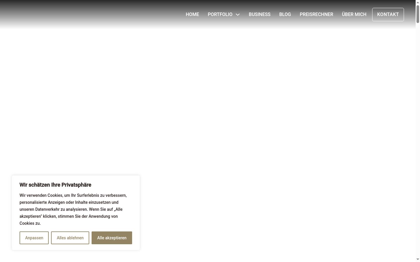 Screenshot des Einwilligungsbanners vor jeglicher Interaktion