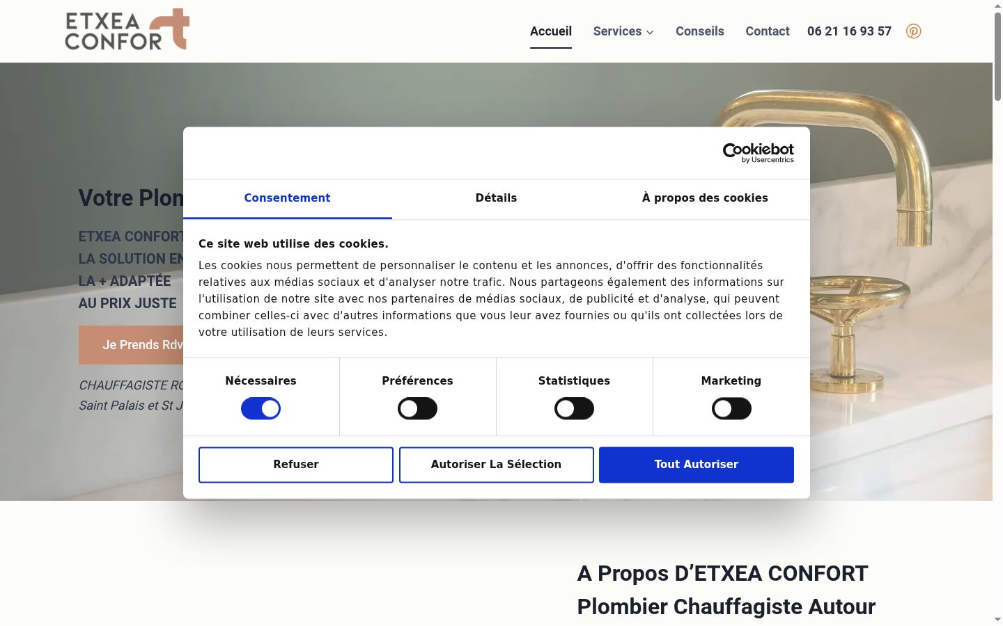 Screenshot del banner di consenso mostrato prima di qualsiasi interazione