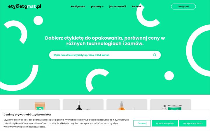 Ekrano kopija etykietomat.pl