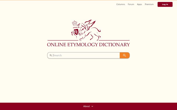 Screenshot ta' etymonline.com