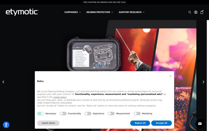Screenshot ta' etymotic.com
