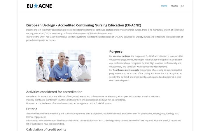 Captură de ecran a eu-acne.org