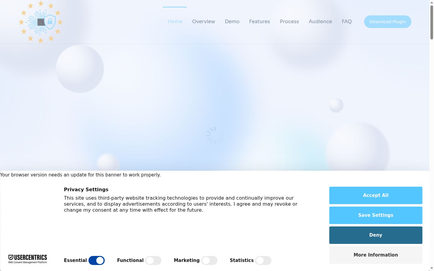 Screenshot del banner di consenso mostrato prima di qualsiasi interazione