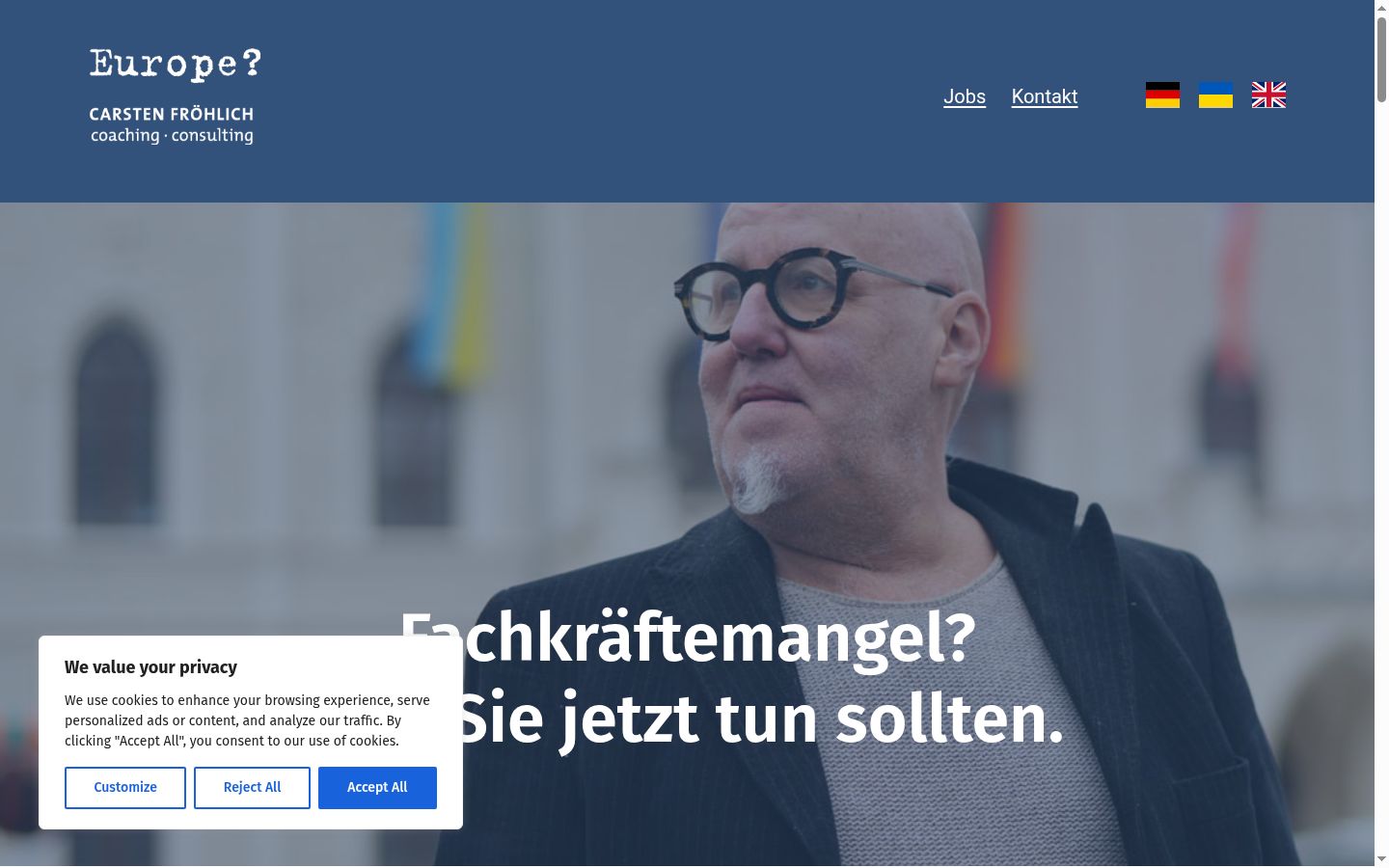 Screenshot del banner di consenso mostrato prima di qualsiasi interazione