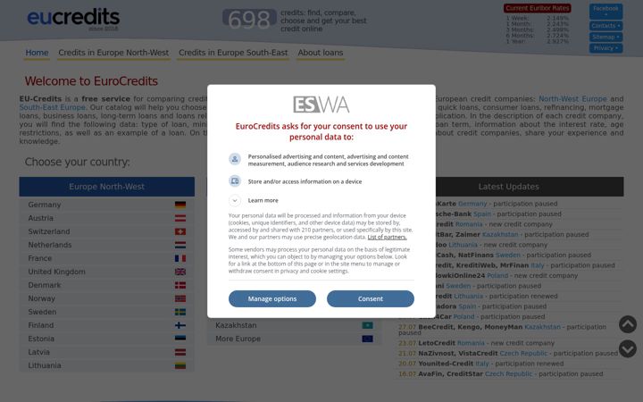Screenshot of eu-credits.com