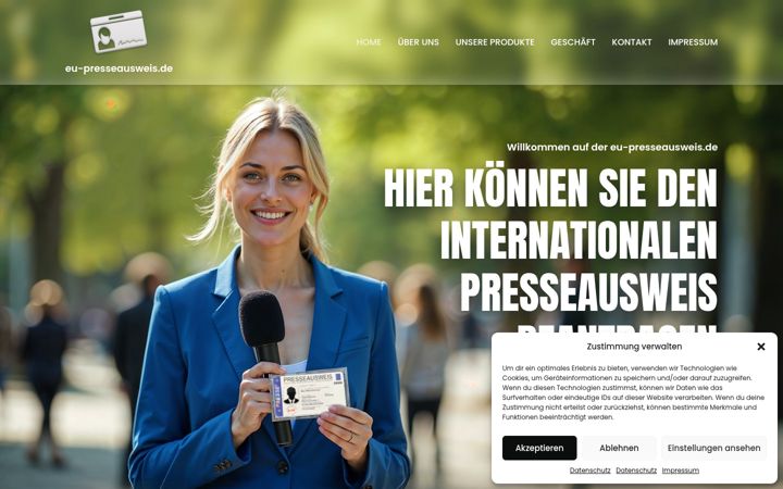 Screenshot of eu-presseausweis.de