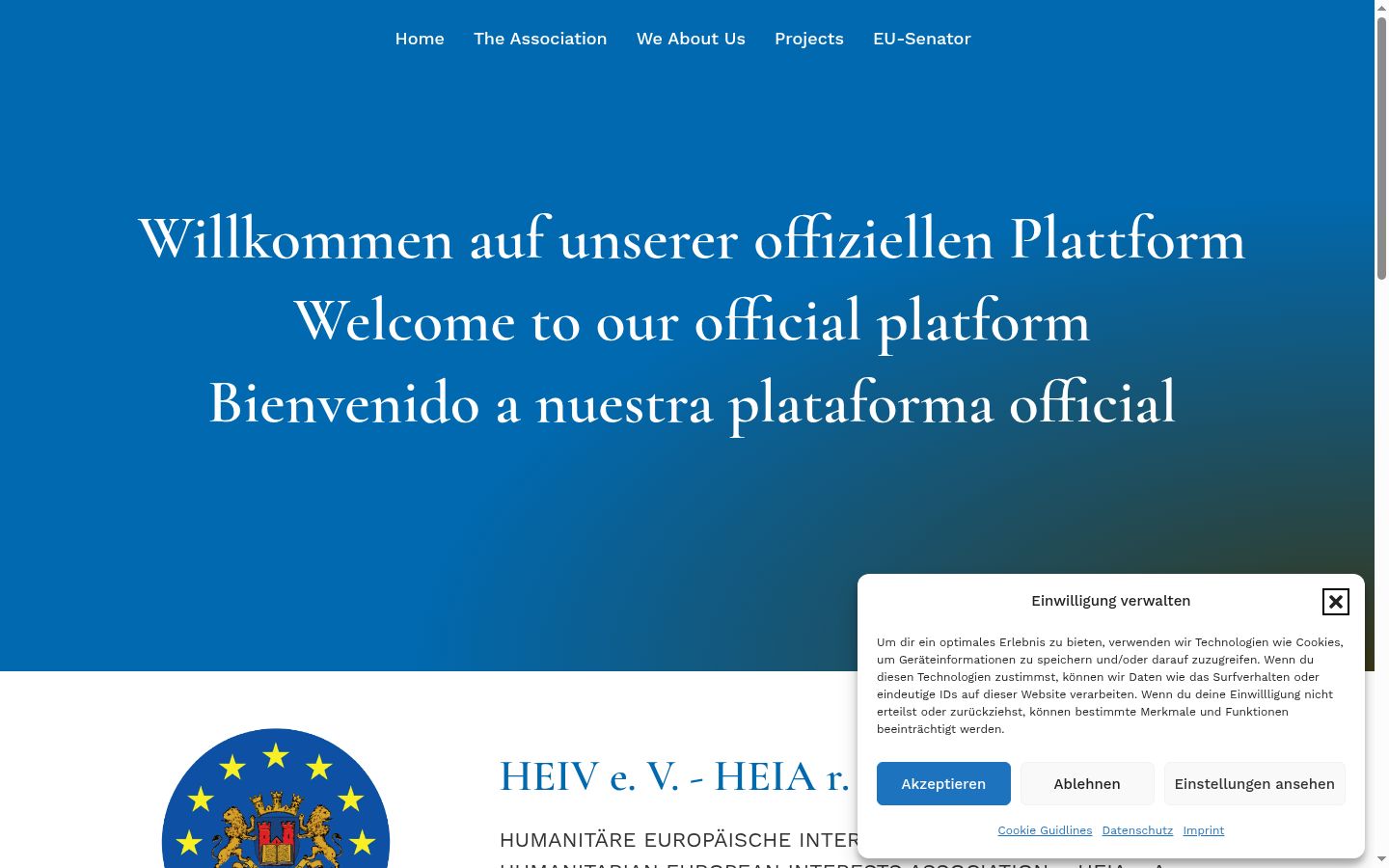 Screenshot del banner di consenso mostrato prima di qualsiasi interazione