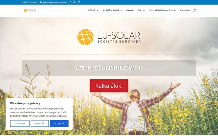 Skærmbillede af eu-solar.hu