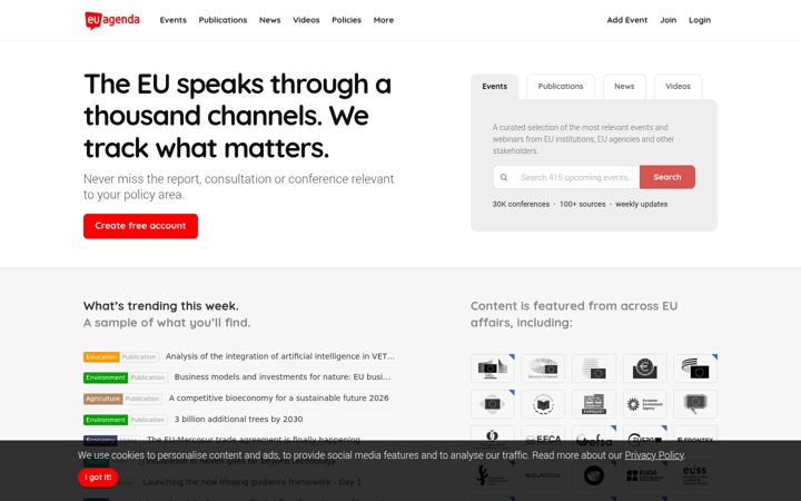 Screenshot of euagenda.eu