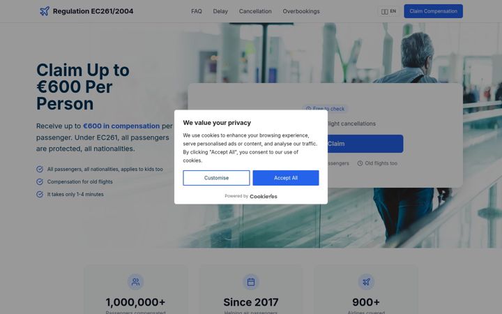 Screenshot of euairpassengerrights.com