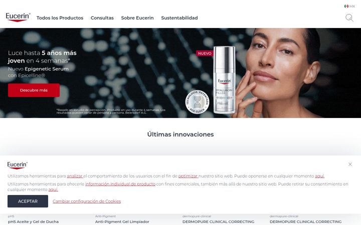 Screenshot of eucerin.com.mx