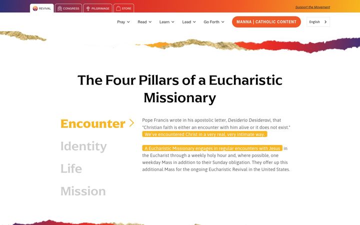 Screenshot of eucharisticrevival.org