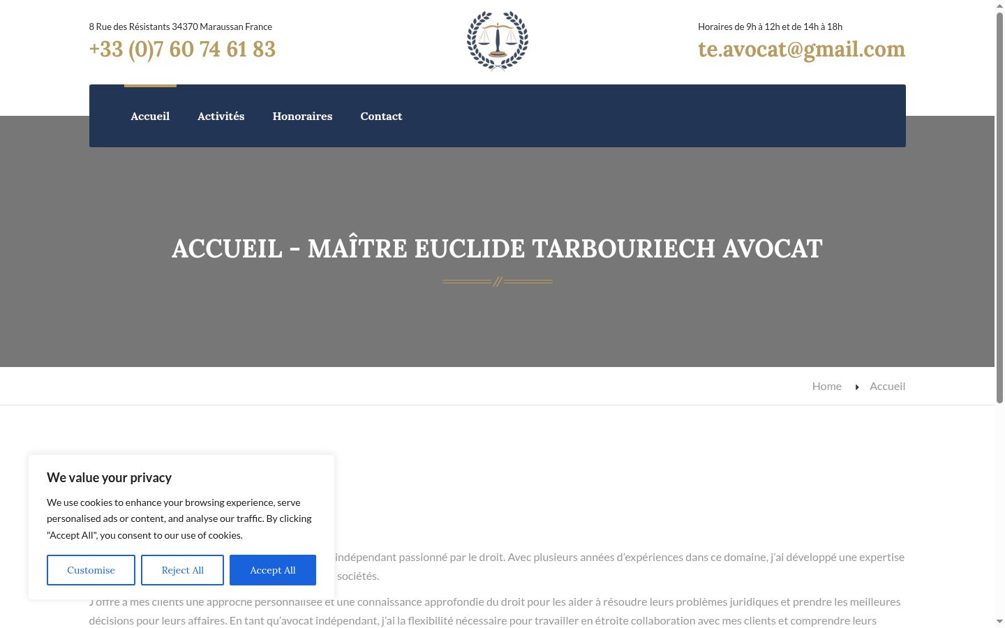 Screenshot del banner di consenso mostrato prima di qualsiasi interazione