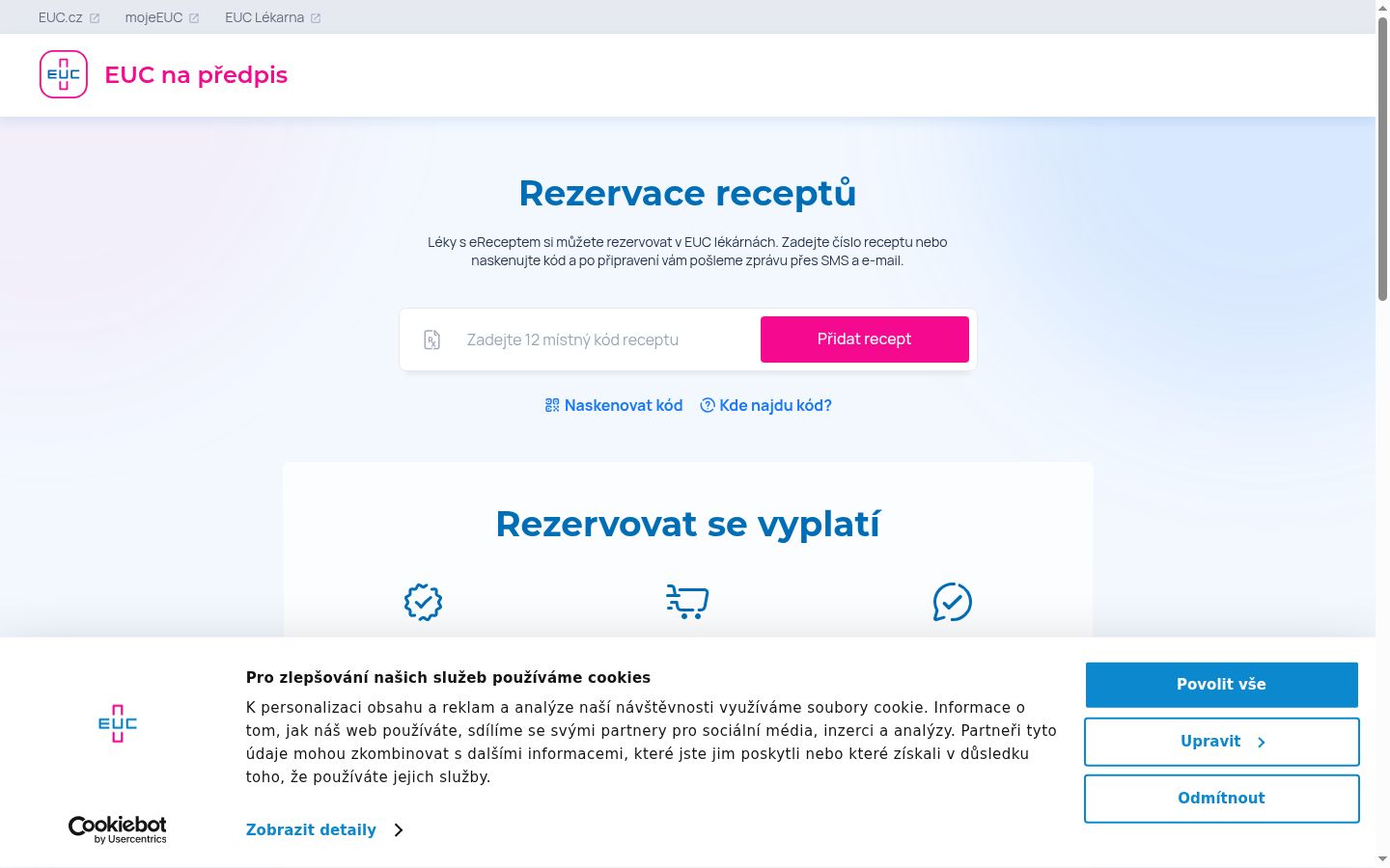 Snímek obrazovky baneru souhlasu zobrazeného před jakoukoli interakcí